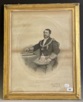 A Masonic portrait print, Joseph Gundry, 56 x 42 cm