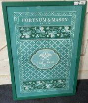 A Fortnum & Mason Time For Tea poster, 73 x 48 cm, a Royal Academy poster, and two other posters,