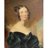 19th century, English school, portrait of a lady, oil on board, 29 x 24 cm