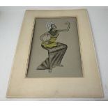 Ketet Rudin, dancing Balinese figures, mixed media, inscribed and dated 1955 verso, 36 x 24 cm,