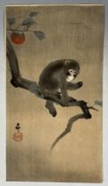 A Japanese print of a monkey, 35 x 20 cm, and other prints (qty)