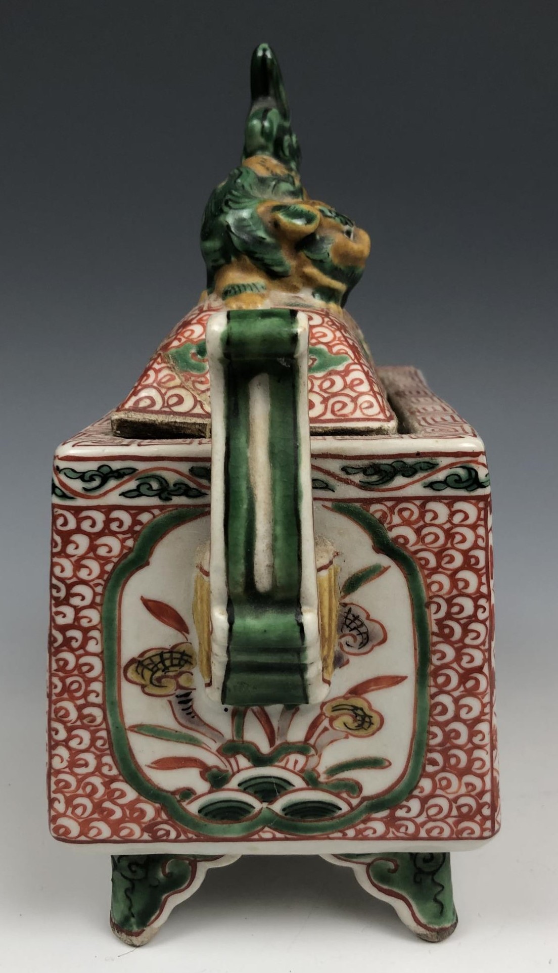 A pair of Chinese two handled censers and covers, decorated dragons, 17 cm high (2) some damage - Image 3 of 11