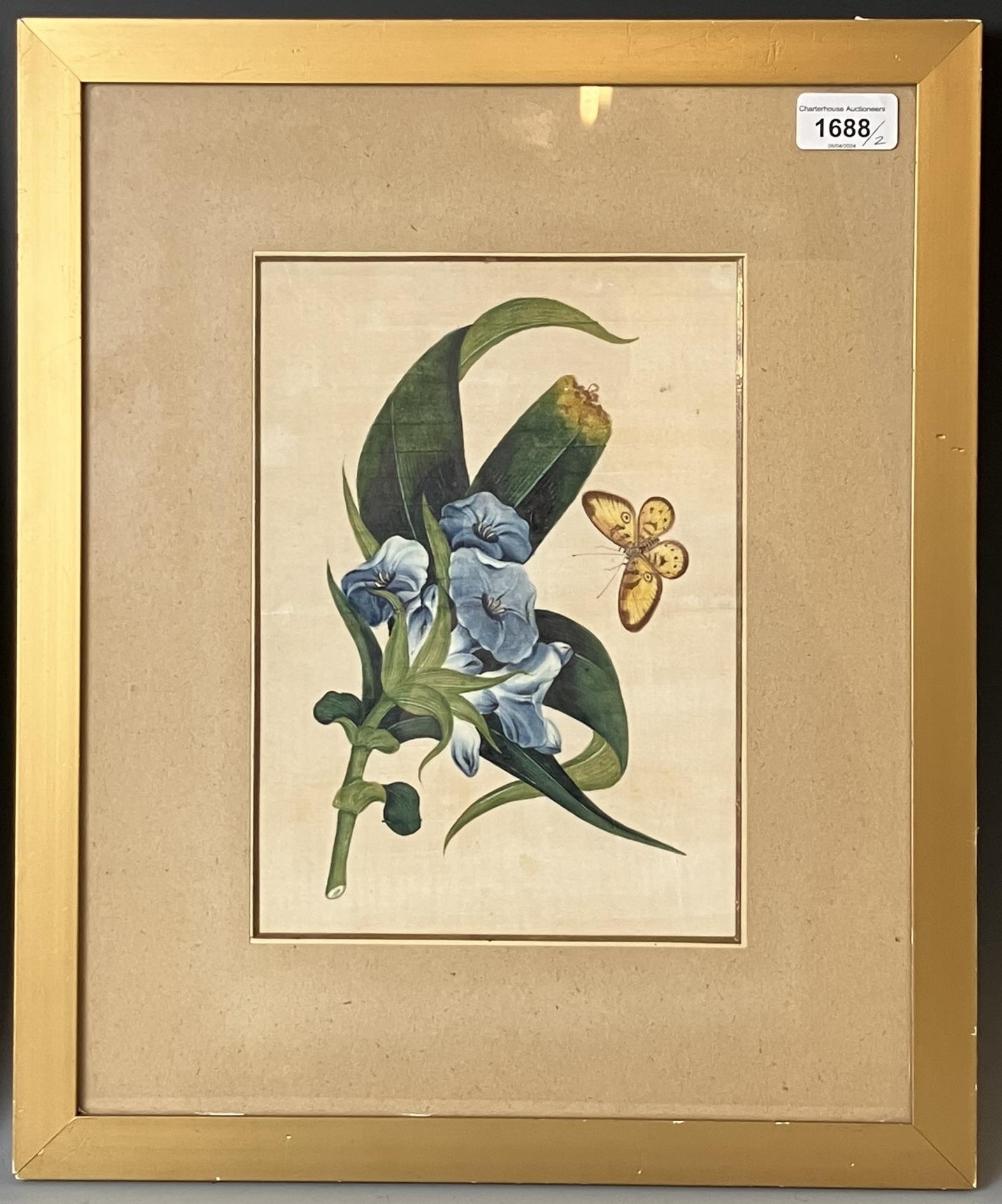 A pair of Chinese pith pictures, decorated flowers, 18 x 26 cm (2) - Image 2 of 2