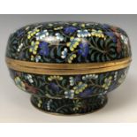 A Chinese cloisonné bowl and cover, decorated butterflies and foliage, 9.5 cm diameter