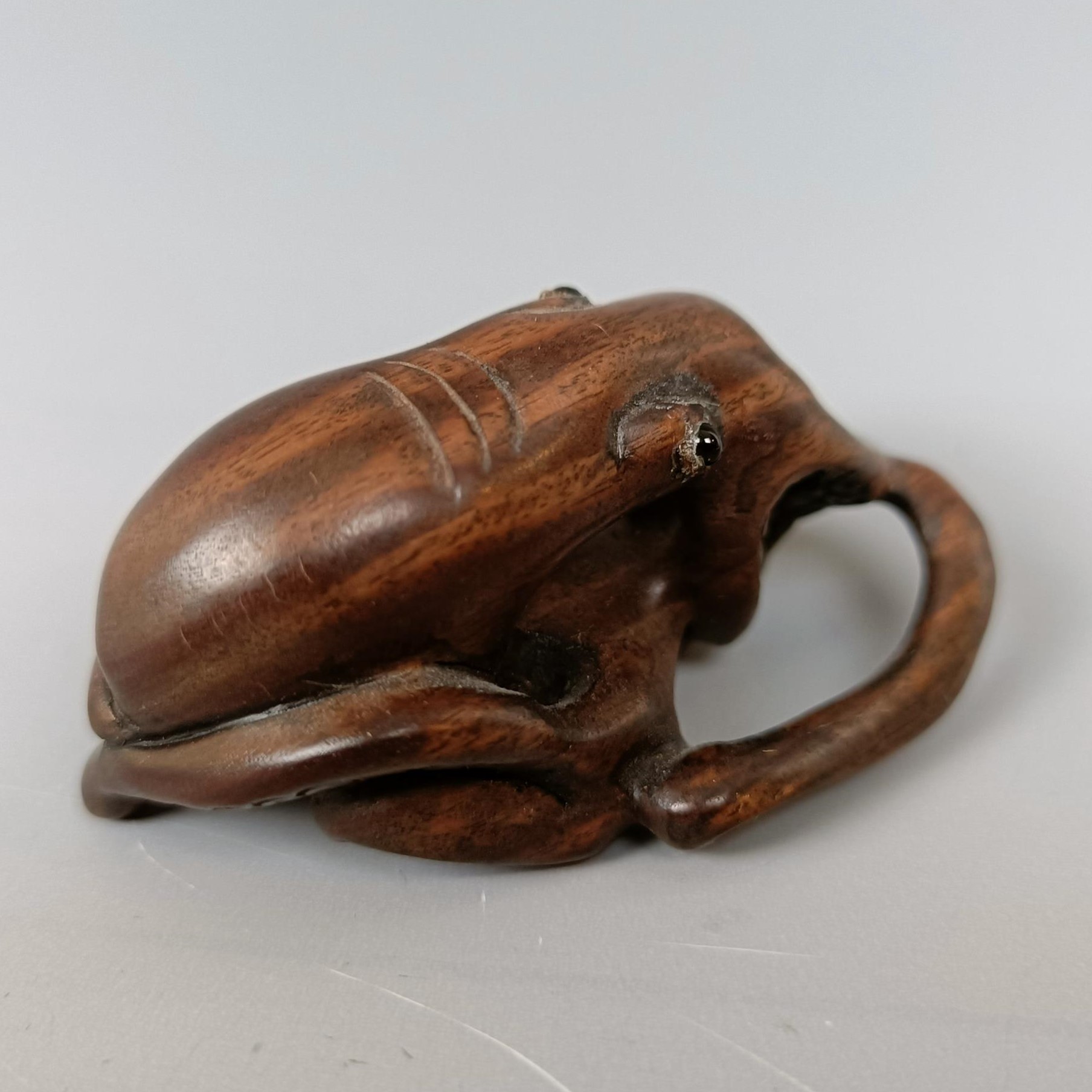 A carved wooden netsuke, in the form of an octopus, 5 cm wide - Image 4 of 5