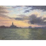 Julian Halsby, Last Light, Venice, oil on board, signed, 29 x 39 cm, and a landscape, oil on