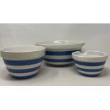 Three T G Green Cornishware bowls, and assorted other items (qty)