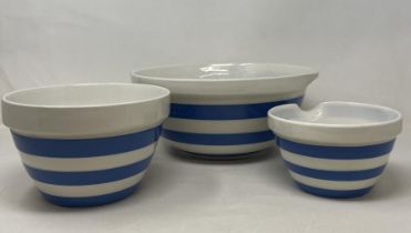 Three T G Green Cornishware bowls, and assorted other items (qty)