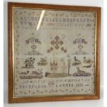 A 19th century sampler, signed Toufflers Lanree, dated 1809, 51 x 50 cm