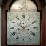 A longcase clock, the 30 cm arched square silvered dial, signed E D W Hunt, Williton, the chapter
