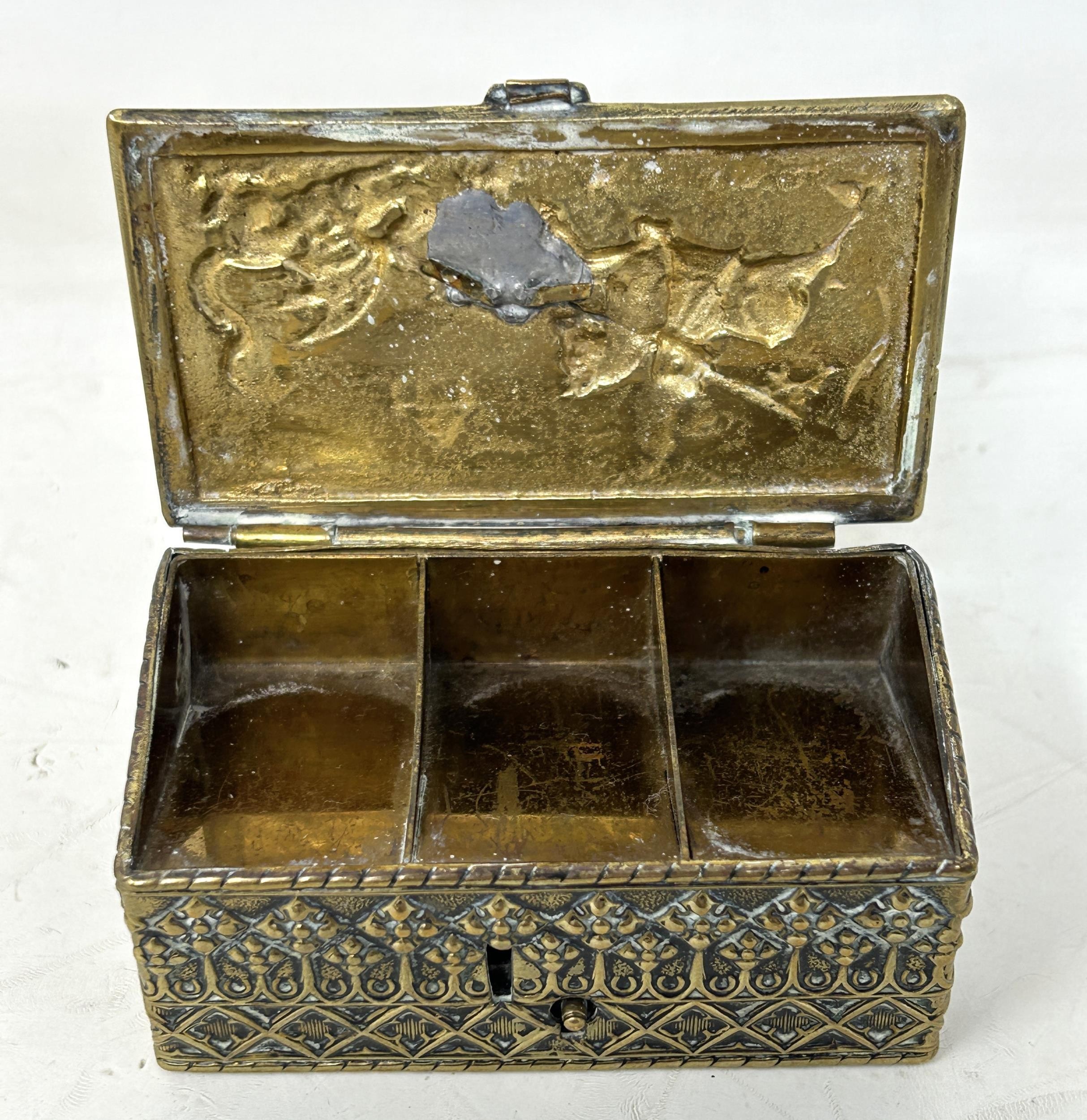 A 19th century stamp box, decorated St George and the Dragon, assorted medical instruments, and a - Image 5 of 8