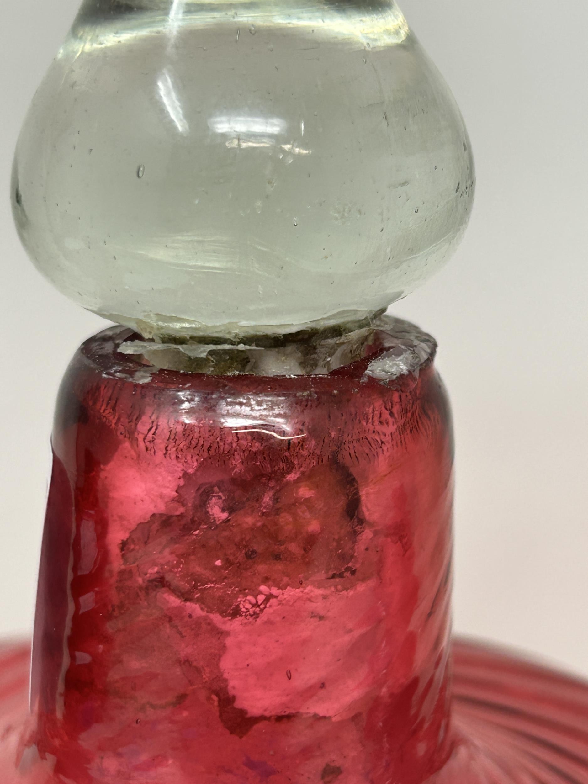 A cranberry and clear glass bell, 34 cm high, and two others, all lacking ringers (3) - Image 5 of 5