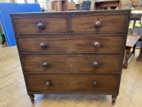 A mahogany chest, having two short and three long drawers, 108 cm wide