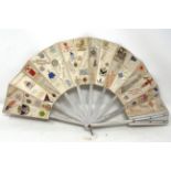 A mother of pearl fan, the lace painted flowers, 18 cm and three other fans (4)