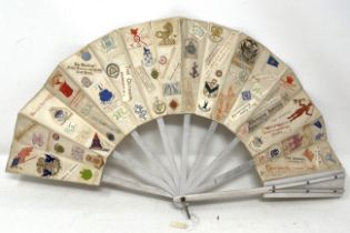 A mother of pearl fan, the lace painted flowers, 18 cm and three other fans (4)