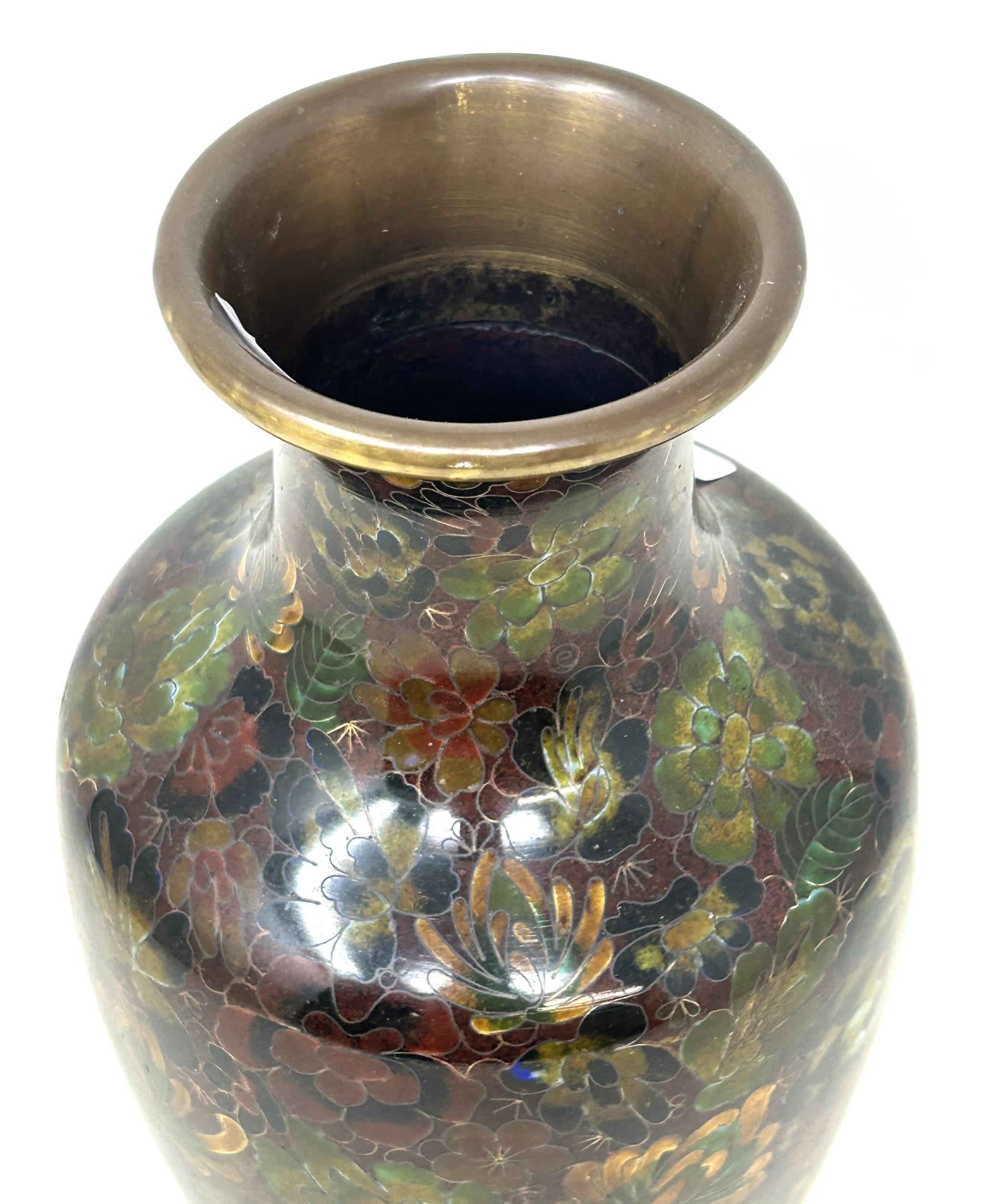 A cloisonné vase, damaged, 26 cm high - Image 3 of 4