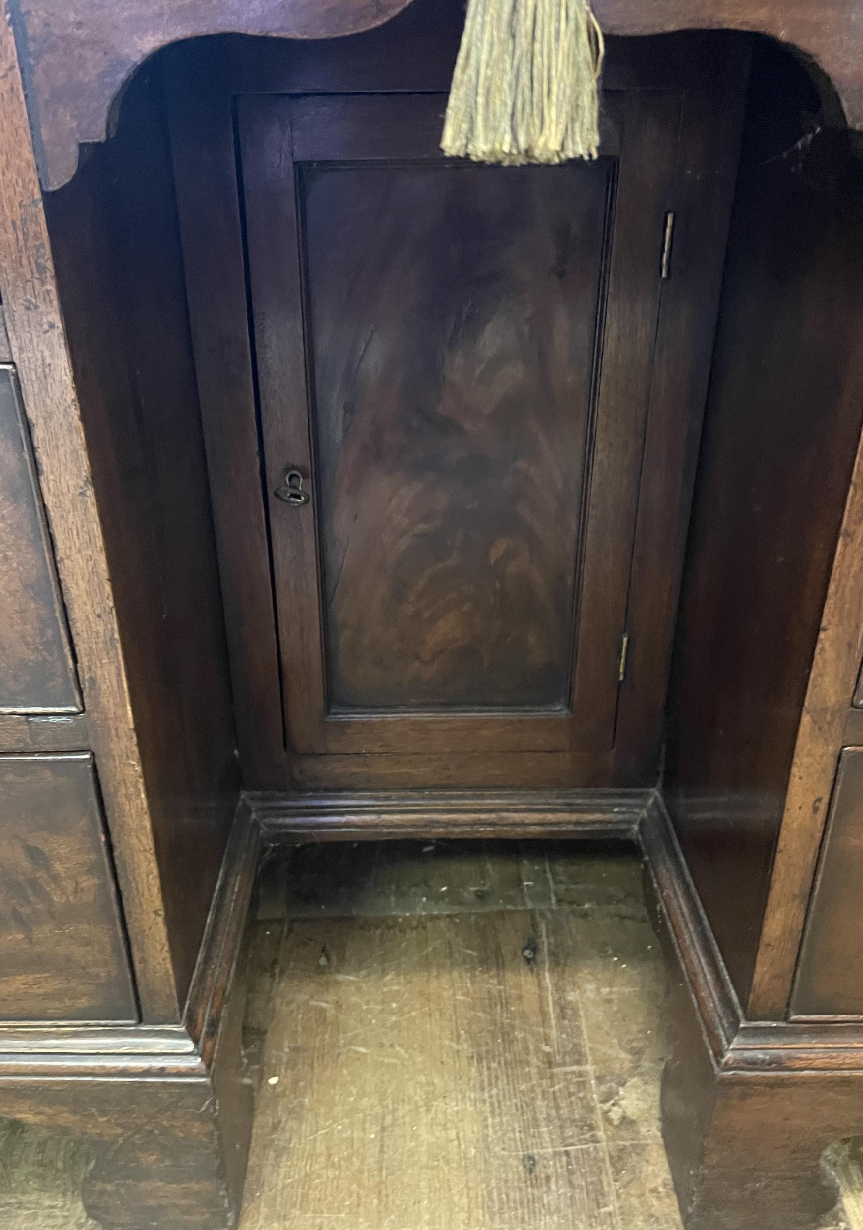 A 19th century mahogany kneehole desk, with a bookcase top having a pair of panel doors, opening - Image 5 of 9