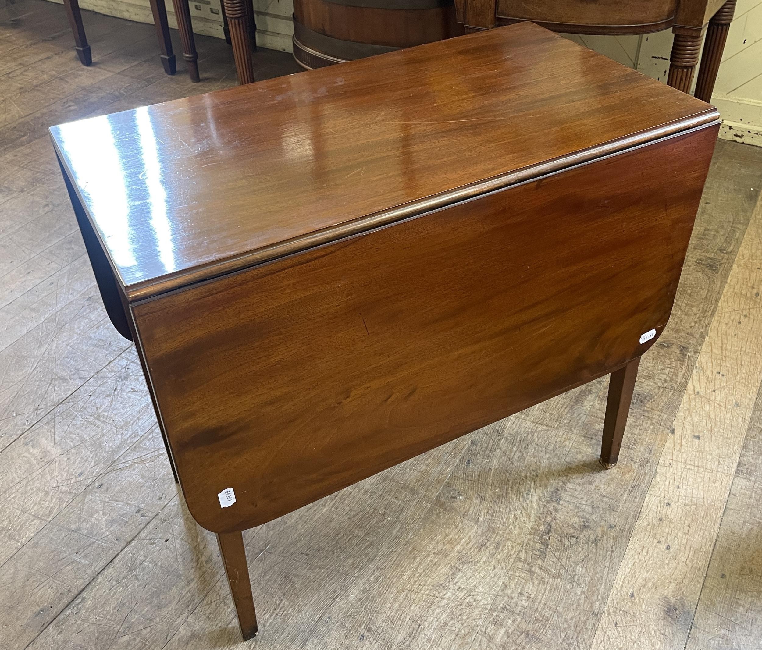 A mahogany armchair, a dressing chest, a drop leaf table, another, a wall clock, and a two tier - Image 2 of 6