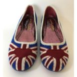 A pair of ladies Irregular Choice of London limited edition ladies Posy shoes, decorated Union