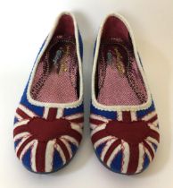 A pair of ladies Irregular Choice of London limited edition ladies Posy shoes, decorated Union