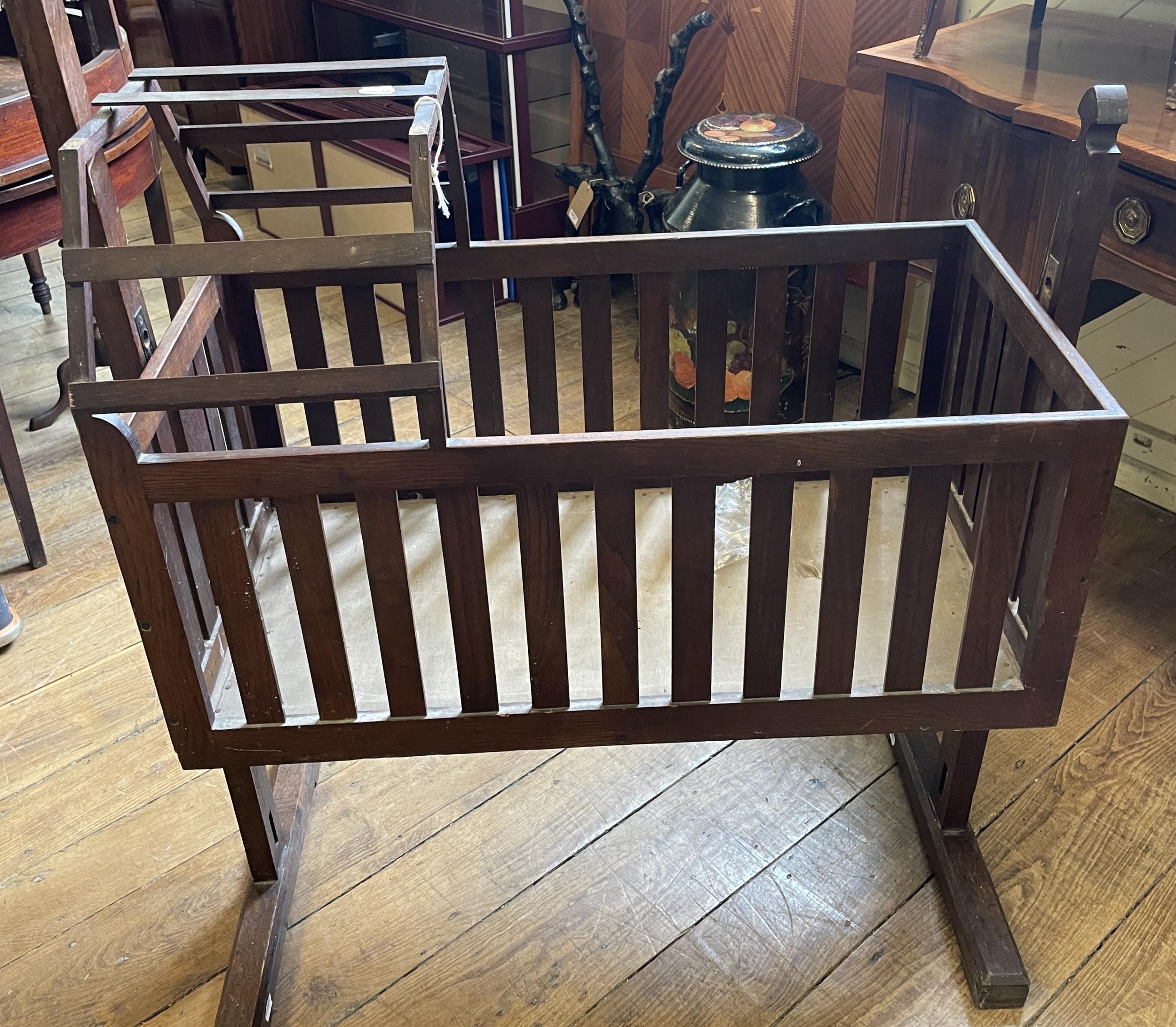 A oak cot, 82 cm wide