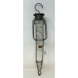 An unusual glass and metal thermometer, 45 cm