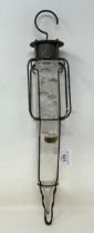 An unusual glass and metal thermometer, 45 cm