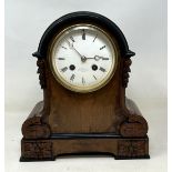 A mantel clock, by Aubert & Co, with an eight day movement, in a walnut case, 25 cm high