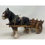 A figure of a shire horse pulling a cart, and assorted other items (5 boxes)