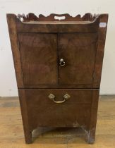 A mahogany tray topped cupboard, converted from a commode, 48 cm wide