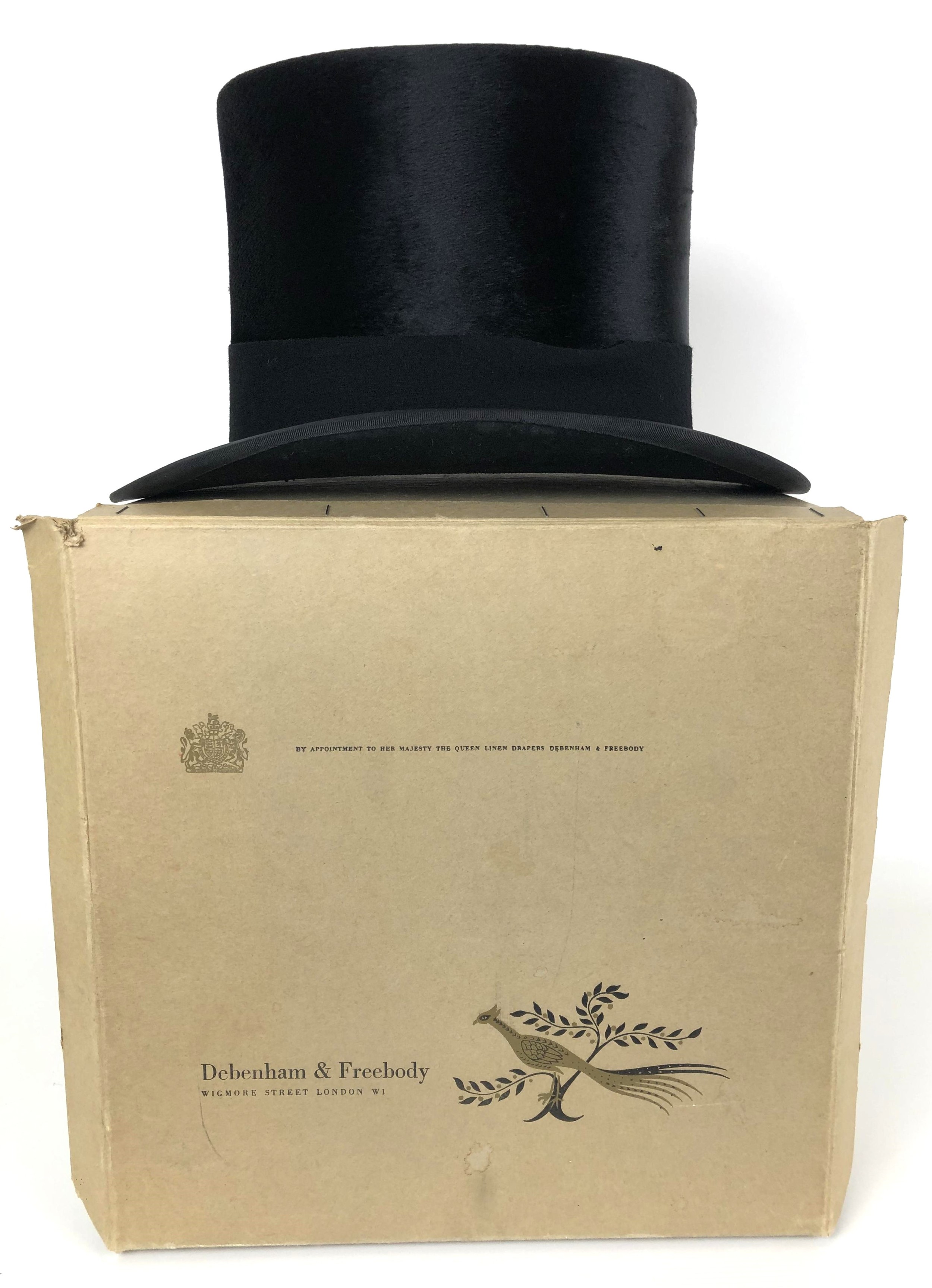 An A J White Hatter & Cap Maker, 74 & 63 Jermyn Street, silk top hat, in a Debenham & Freebody hat - Image 3 of 5