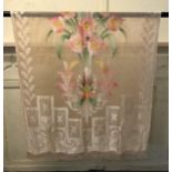 An Art Deco needlework shawl, decorated flowers, 203 x 165 cm
