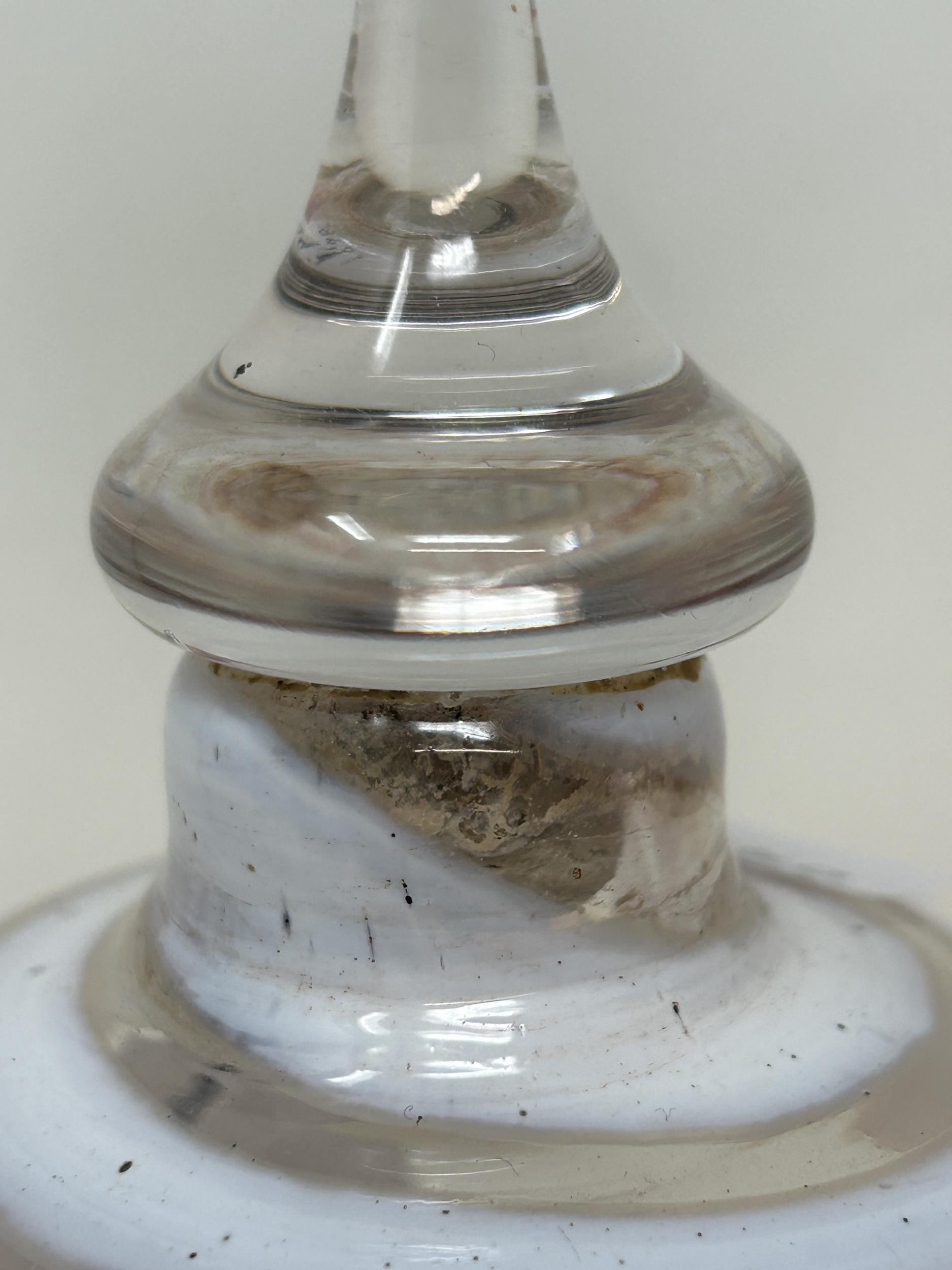 A cranberry, opaque and clear glass bell, 28 cm, and another glass bell, lacking ringers - Image 4 of 5