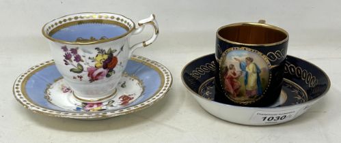 A Vienna style cabinet cup and saucer, and a cabinet cup and saucer (2)