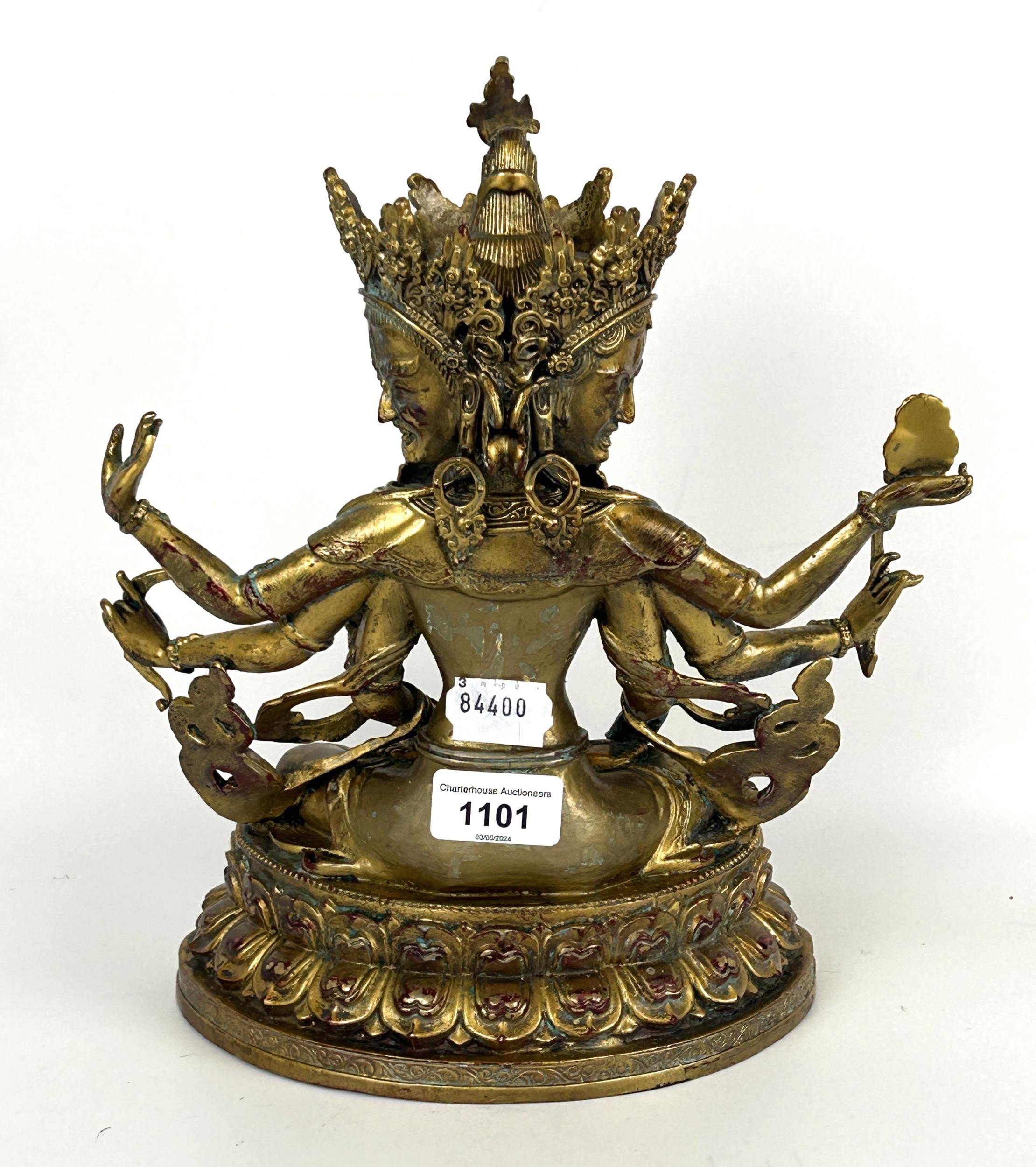 A gilt metal Buddha, 33 cm high - Image 2 of 3