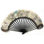 A painted fan, the paper decorated print of military leaders, 23 cm, and four others (5)