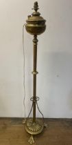 A brass standard oil lamp, converted to electric, 140 cm