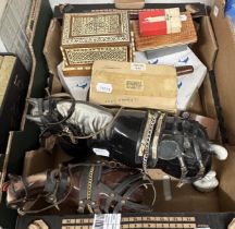 An Art Deco style figure, assorted ceramics and other items (3 boxes)