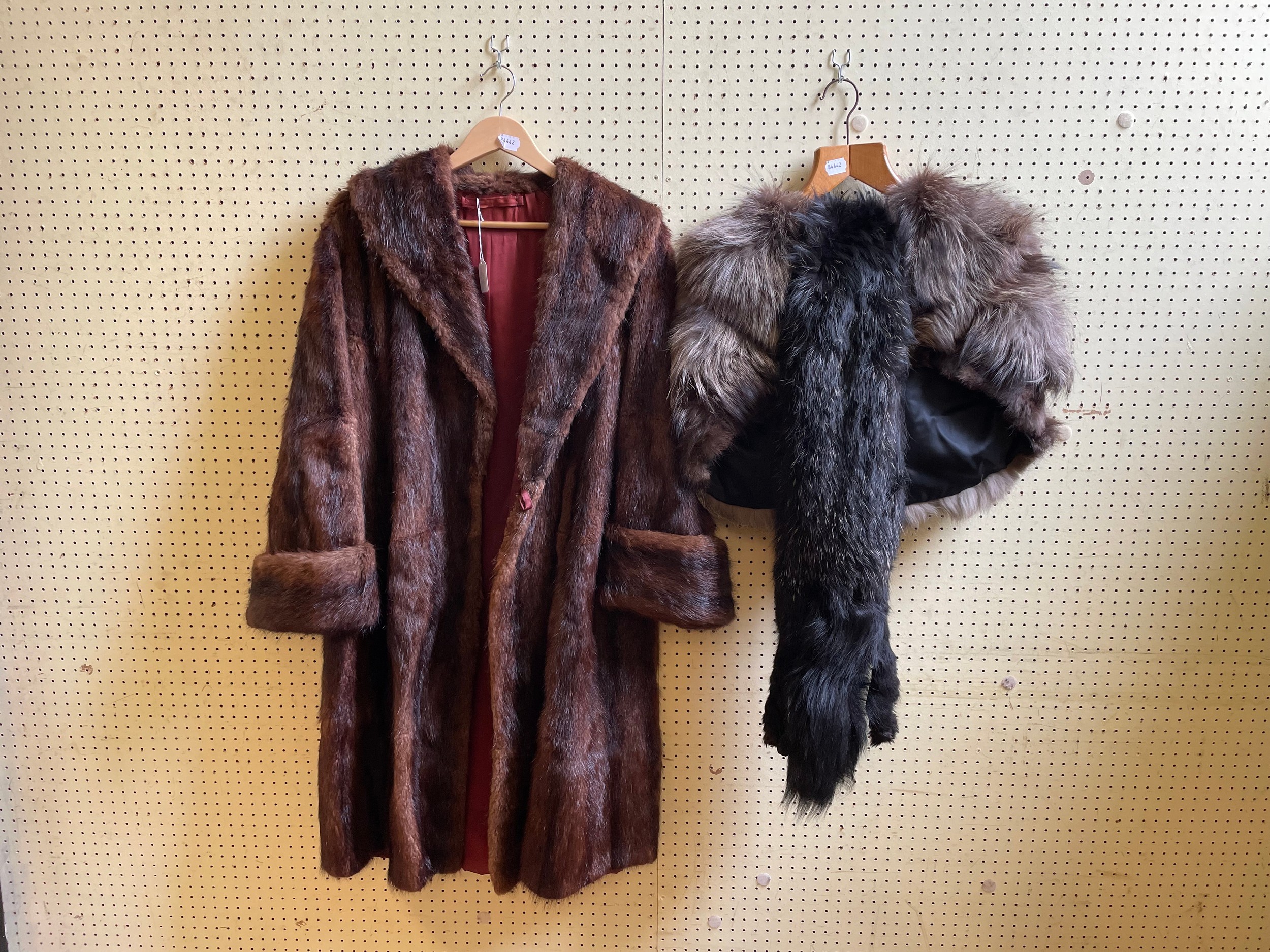 A fur coat, a fur cape and a fur stole (3)