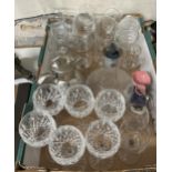 A set of six cut glass wine glasses, and assorted other items (2 boxes)