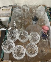 A set of six cut glass wine glasses, and assorted other items (2 boxes)
