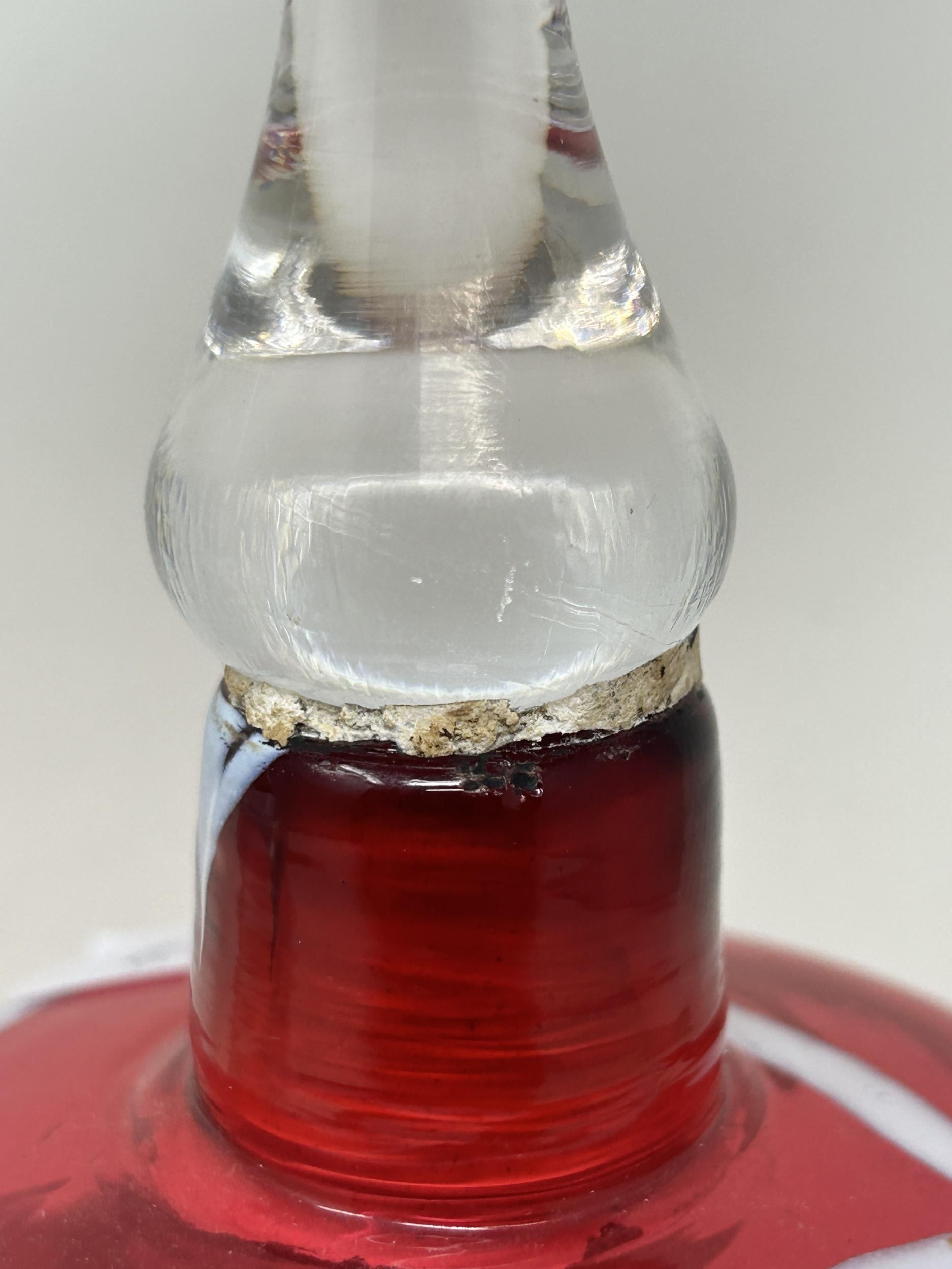 A cranberry, opaque and clear glass bell, 28 cm, and another glass bell, lacking ringers - Image 5 of 5