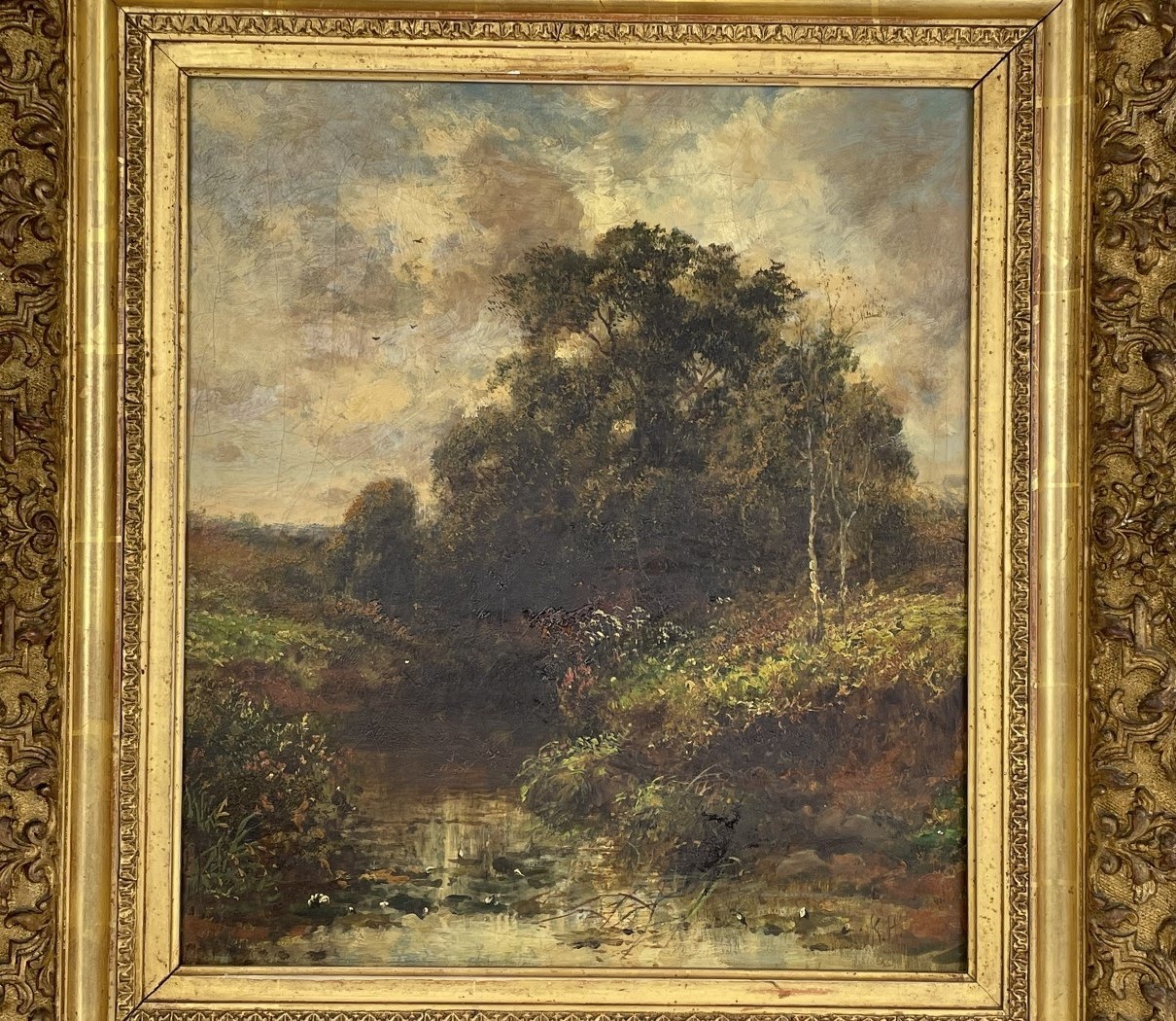 Early 20th century, English school, landscape, initialed KH, oil on canvas, 38 x 33 cm, and a - Image 2 of 5
