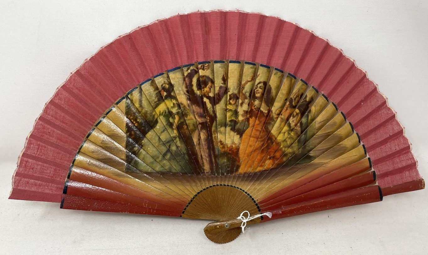 An ebonised fan, the silk painted flowers, 25 cm, boxed, and five other fans (6) - Image 6 of 24