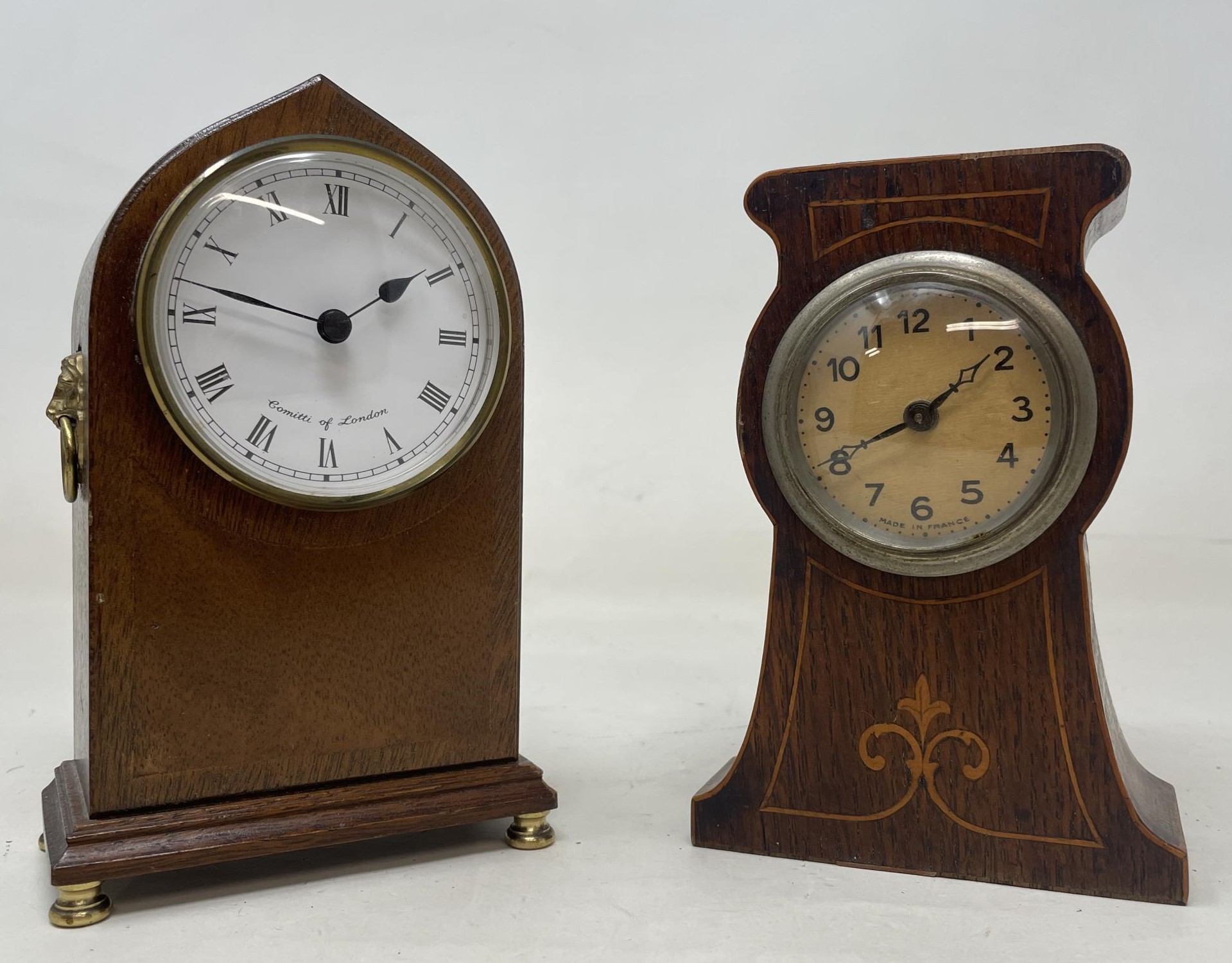 A clock, another, and assorted items (box)