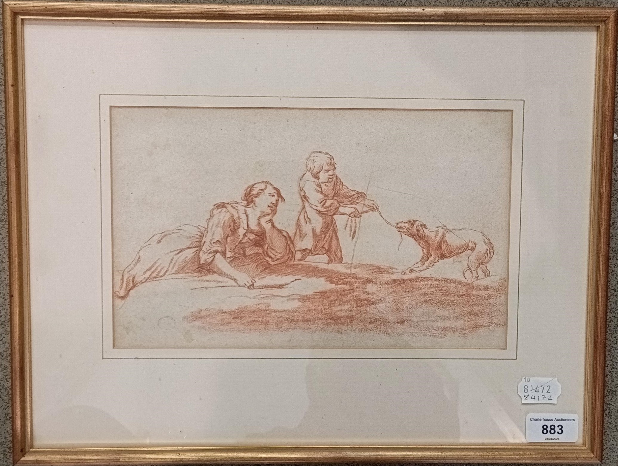 Manner of Philipp Peter Roos, two figures and a dog, 17 x 28 cm