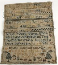 A 19th century sampler, Selina Knight, aged 10, dated 1855, 40 x 33 cm