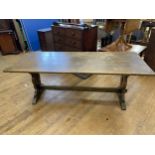 An oak refectory dining table, 210 x 80 cm