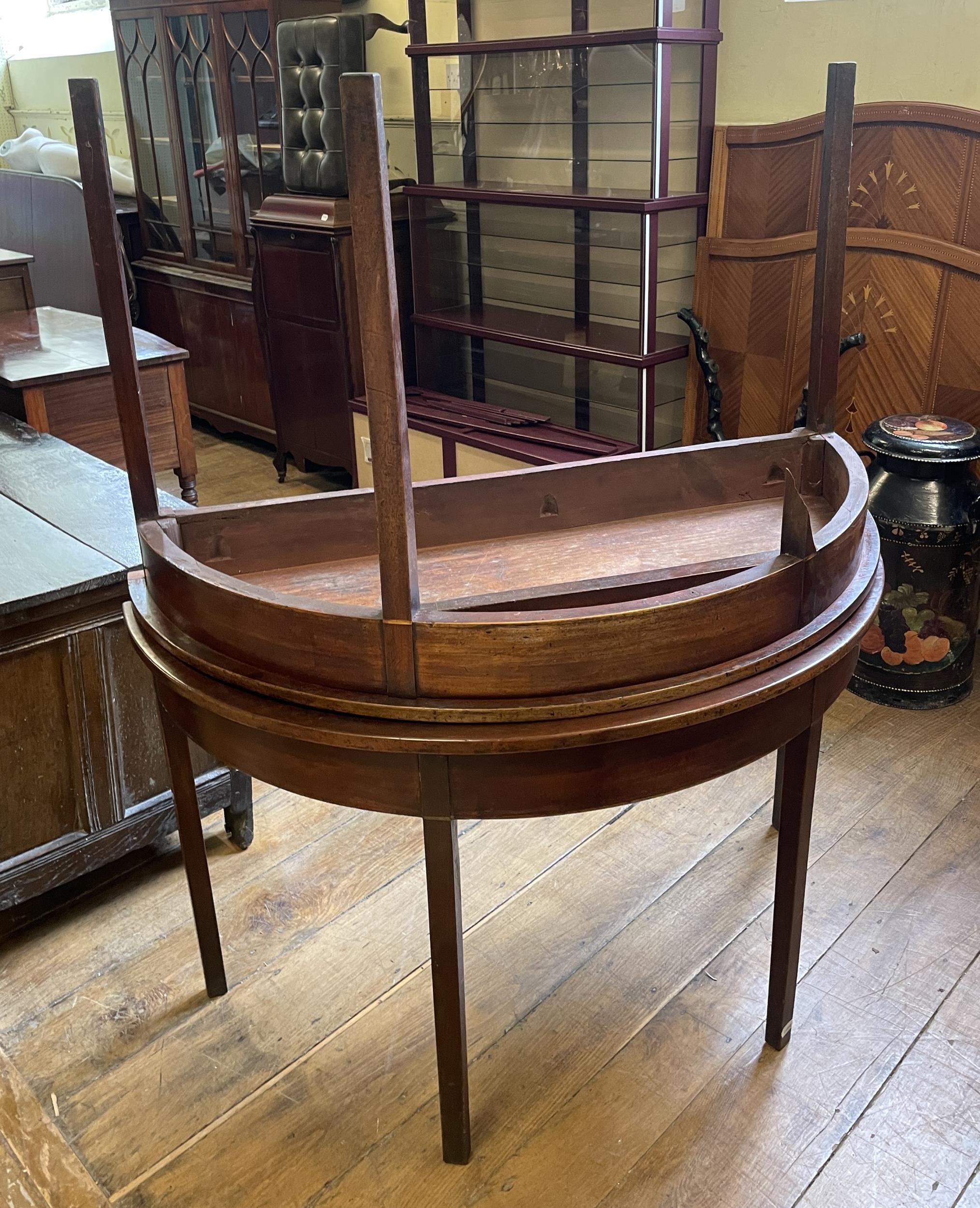 A mahogany sideboard, 92 cm wide, and two demi-lune table ends (3) - Image 2 of 2