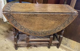 An oak gateleg table, and assorted furniture (qty)